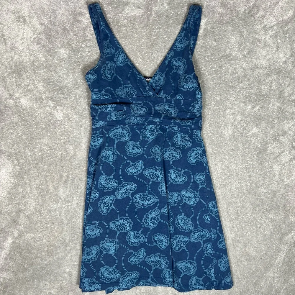 Patagonia Dress Women Medium Blue Margot Floral Outdoors Hiking Camping Active - Picture 2 of 6